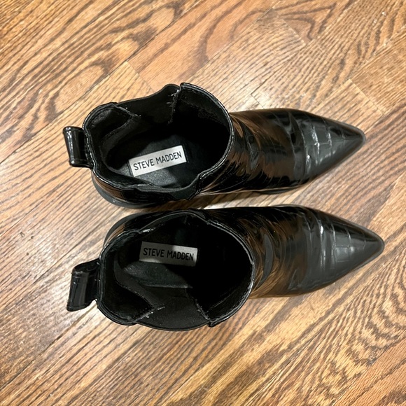 Black Croc-Embossed Ankle Boots - Picture 8 of 9